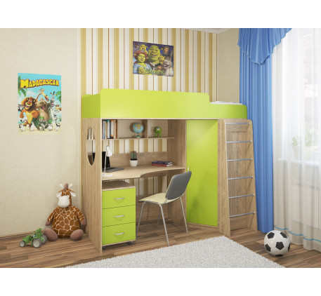 Кровать-чердак для детей и школьников Милана-3, спальное место 190х80 см